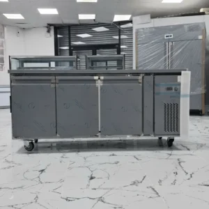 BRAND NEW COMMERCIAL STAINLESS STEEL 3 DOORS PIZZA PREP FRIDGE 1.8 METER