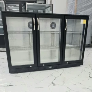 BRAND NEW 3 HINGED DOORS BACK BAR COOLER. SELF CLOSING DOORS.300 LITRES.